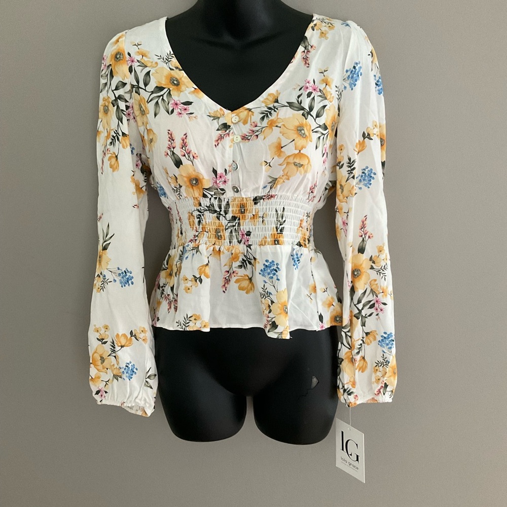 Lola Grace, floral blouse, NWT